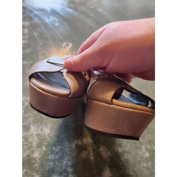 Robert Clegerie platform tan heels made in France sz 7.5 - Picture 3 of 6